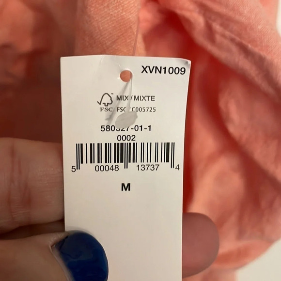 NWT Old Navy Womens Medium Peach 60/40 Linen/Rayon‎ 3/4 sleeve popover office - Picture 6 of 6